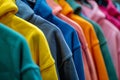 Colorful Hoodies at hungers in Clothing Store