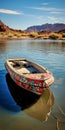 Colorful Hopi Art Inspired Fishing Boat With Chrome Reflections