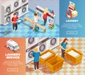Laundry Isometric Dry Cleaning Banners
