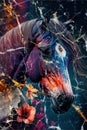 Colorful horse, art, illustration, grunge, painting, Generated ai, generative, ai Royalty Free Stock Photo