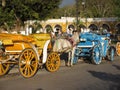 Colorful Horse Drawn Carriages in Izamal Royalty Free Stock Photo