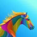 Colorful horse head in geometric pattern pop art style