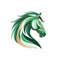 Colorful Horse Head Logo Design In Green - Vector Illustration
