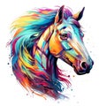 Colorful horse head on white background. Wildlife Animals.