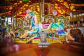 Colorful horse on old fashioned carousel Royalty Free Stock Photo