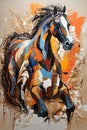 Colorful horse painting on canvas