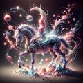Colorful horse in wave with candy and lolipop. Sweet background Royalty Free Stock Photo