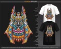 Colorful Horus head mandala arts isolated on black and white t shirt