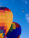 Colorful hot air balloons against blue sky Royalty Free Stock Photo