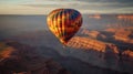 Sunset Hot Air Balloon Above The Grand Canyon, Arizona - Generative AI