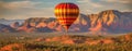 Sunset Hot Air Balloon Above Sedona, Arizona Banner - Generative AI