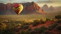 Sunrise Hot Air Balloon Above Sedona, Arizona - Generative AI
