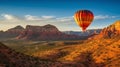 Bright Colored Hot Air Balloon Above Sedona, Arizona - Generative AI