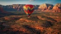 Majestic View of Colorful Hot Air Balloon Above Sedona, Arizona - Generative AI
