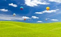 Colorful hot air balloon against blue sky Royalty Free Stock Photo