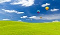 Colorful hot air balloon against blue sky Royalty Free Stock Photo