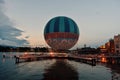 Colorful Hot air balloon on beautiful sky background, in Lake Buena Vista. Royalty Free Stock Photo