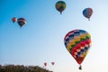 Colorful hot air balloon on blue sky Royalty Free Stock Photo