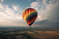 Colorful hot air balloon close-up on the background of a beautiful sky in the clouds. Royalty Free Stock Photo