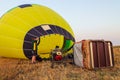 Colorful hot air balloon early in the morning