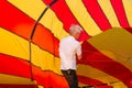 Colorful hot air balloon early in the morning