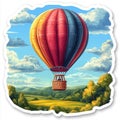 Colorful hot air balloon floating over landscape Royalty Free Stock Photo