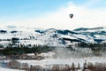 Colorful Hot Air Balloon Flying in the Blue Sky ov Royalty Free Stock Photo