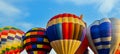 Colorful hot air balloon flying at the natural park and garden. Travel in Thailand and Outdoor adventure