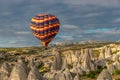 Colorful hot air balloon flying over the goreme valley