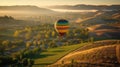 Colorful Hot Air Balloon Ride Above Temecula Valley, California - Generative AI Royalty Free Stock Photo