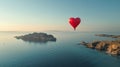 Hot Air Balloon Flying Over Body of Water Royalty Free Stock Photo