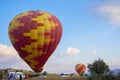 Colorful hot air balloon starting to fly over Cappadocia, Turkey