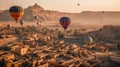 Many Colorful Hot Air Balloons Above Luxor, Egypt - Generative AI