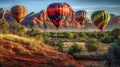 Four Hot Air Balloons Above Sedona, Arizona - Generative AI