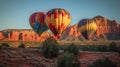 Colorful Hot Air Balloons Above Sedona, Arizona - Generative AI
