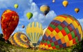 Colorful hot air balloons against blue sky Royalty Free Stock Photo