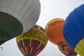 Colorful hot air balloons in flight at the festival of aeronautics in Kyiv