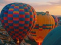 Colorful hot air balloons floating in the blue sky Royalty Free Stock Photo