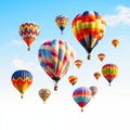 Colorful Hot Air Balloons Floating In Blue Sky With Clouds Royalty Free Stock Photo