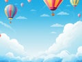 Colorful hot air balloons floating in a bright blue sky. Royalty Free Stock Photo