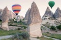 Colorful hot air balloons flying over Cappadocia, Turkey Royalty Free Stock Photo