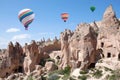 Colorful hot air balloons flying over Cappadocia, Turkey