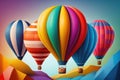 Colorful hot air balloons flying over mountain at Dot Inthanon. Generative ai Royalty Free Stock Photo