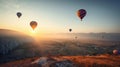 Colorful hot air balloons flying over mountain at Dot Inthanon, Thailand, generative ai Royalty Free Stock Photo