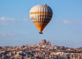 Colorful hot air balloons flying over the valley at Cappadocia, Anatolia, Turkey. Royalty Free Stock Photo
