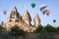 Colorful hot air balloons flying over Cappadocia, Turkey Royalty Free Stock Photo