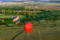 Colorful hot air balloons flying