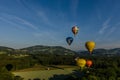 colorful hot air balloons taking off