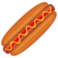 Colorful hotdog fast food icon poster.