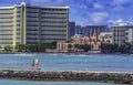 Colorful Hotels Swimmers Surfers Waikiki Beach Honolulu Hawaii Royalty Free Stock Photo